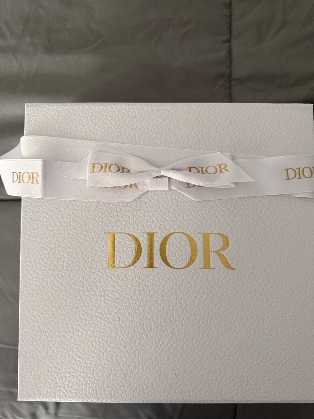 Dior White and Gold Gift Box with Ribbon